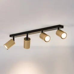 Plafondspot Zoom, 4-lamps, zwart/goud