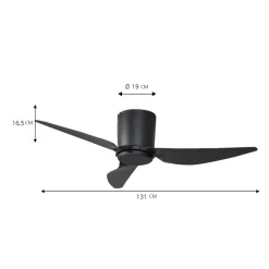 Plafondventilator Aulo, zwart, DC, stil, Ø 123 cm