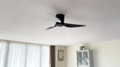 Plafondventilator Aulo, zwart, DC, stil, Ø 123 cm