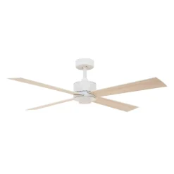 Plafondventilator Beacon met licht Newport, wit/eiken, stil