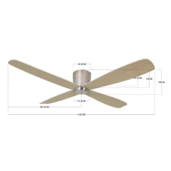 Plafondventilator Fraser chroom/eiken DC stil Ø 132 cm