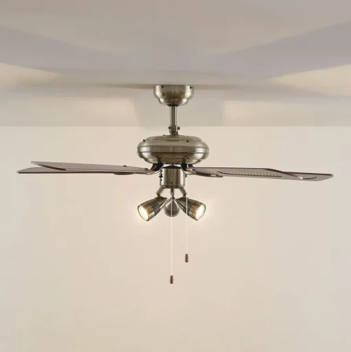 Plafondventilator Lucande met verlichting Anariki, stil, messing
