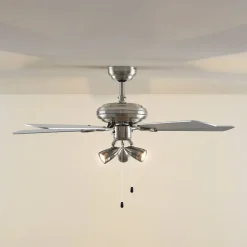 Plafondventilator met licht Anariki, stil, zilver