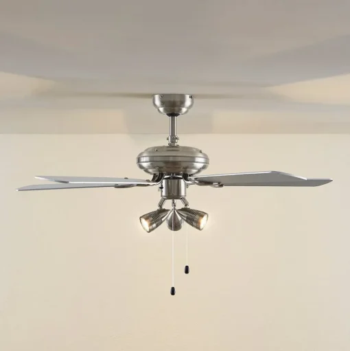 Plafondventilator met licht Anariki, stil, zilver
