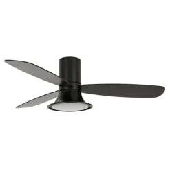Plafondventilator met licht Flusso zwart 132cm stil
