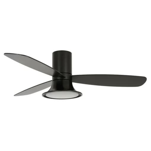 Plafondventilator met licht Flusso zwart 132cm stil
