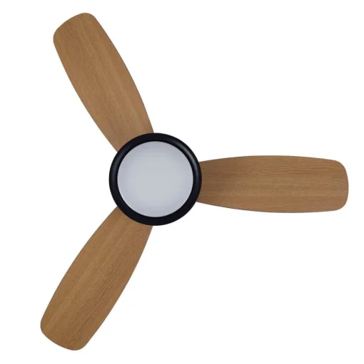 Plafondventilator met licht Flusso zwart 132cm stil