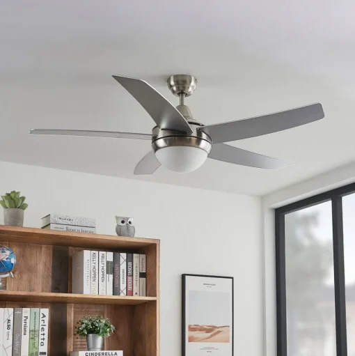 Plafondventilator met verlichting Auraya, stil, staal