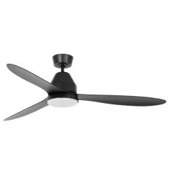 Plafondventilator met verlichting Whitehaven, zwart, stil