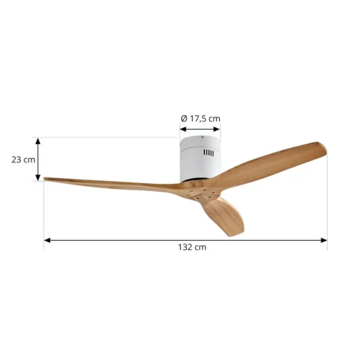 Plafondventilator Vindur, wit/hout, DC, stil