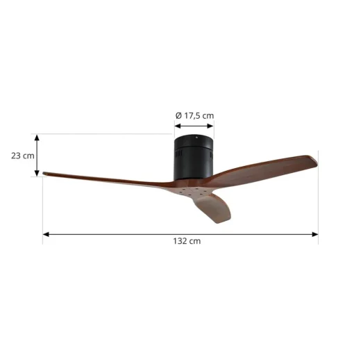 Plafondventilator Vindur, zwart/hout, DC, stil