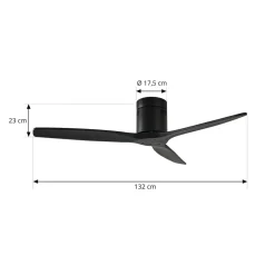 Plafondventilator Vindur, zwart, DC, stil, 132 cm
