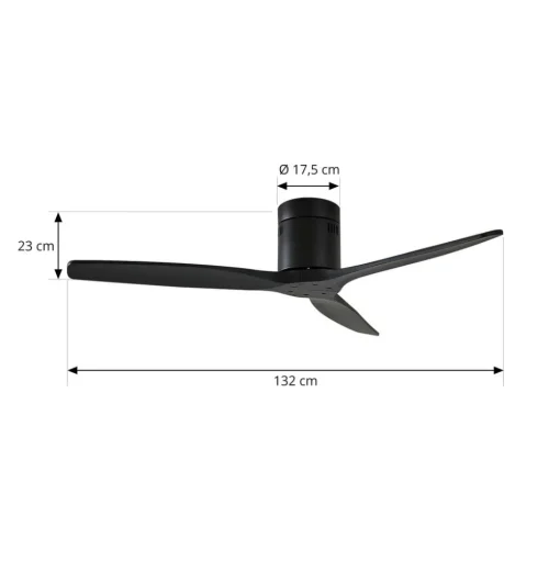 Plafondventilator Vindur, zwart, DC, stil, 132 cm