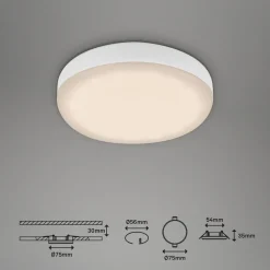 Plat LED inbouwspot, wit, Ø 7,5 cm, 3.000K