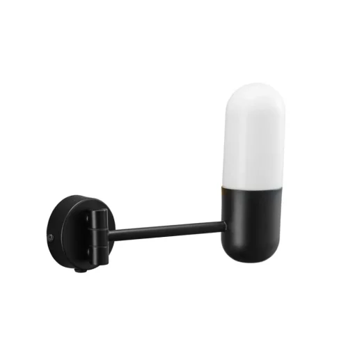 PR Home badkamer wandlamp Zeta, zwart, IP44, draaibaar
