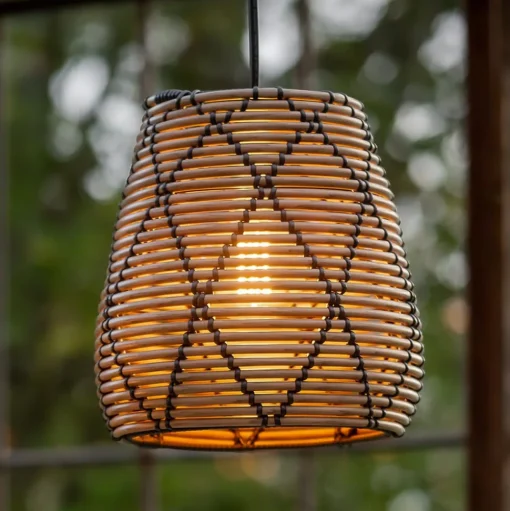 PR Home Lollo buiten hanglamp, naturel rotan look, Ø 28 cm