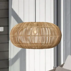 PR Home Zuri buiten hanglamp, rotan, Ø 61 cm, stekker