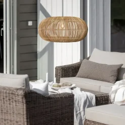 PR Home Zuri buiten hanglamp, rotan, Ø 61 cm, stekker