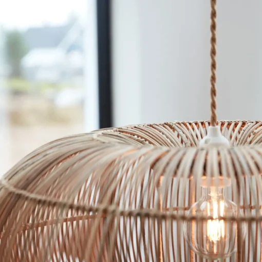 PR Home Zuri buiten hanglamp, rotan, Ø 61 cm, stekker