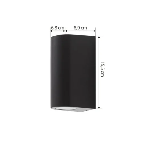 Prios buitenwandlamp Irfan rond zwart 15,5 cm