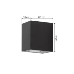 Prios buitenwandlamp Irfan hoekig zwart 10 cm