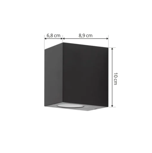 Prios buitenwandlamp Irfan hoekig zwart 10 cm