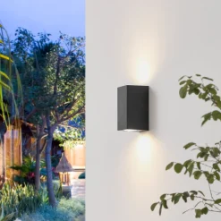 Prios buitenwandlamp Irfan hoekig zwart 15,5 cm