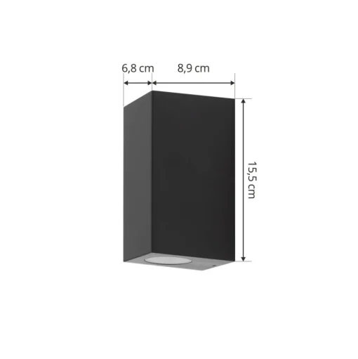 Prios buitenwandlamp Irfan hoekig zwart 15,5 cm