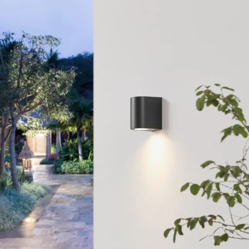 Prios buitenwandlamp Irfan rond zwart 10 cm