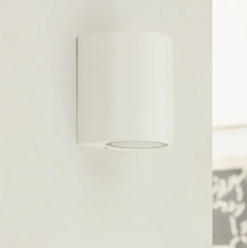 Prios buitenwandlamp Tetje, wit, rond, 10 cm
