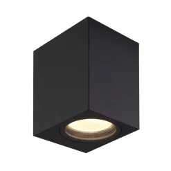 Prios buitenwandlamp Tetje, zwart, hoekig, 10 cm
