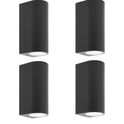 Prios buitenwandlamp Tetje, zwart, rond, 16 cm, set van 4