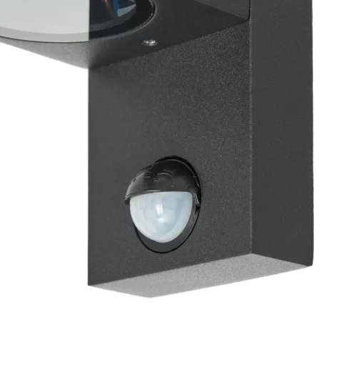 Prios buitenwandlamp Tetje, zwart, rond, sensor, set van 2