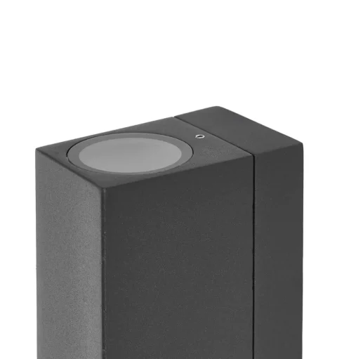 Prios buitenwandlamp Tetje, zwart, hoekig, sensor