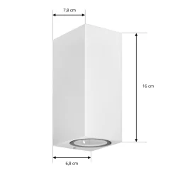 Prios buitenwandlamp Tetje, wit, hoekig, 16 cm