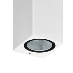 Prios buitenwandlamp Tetje, wit, hoekig, 16 cm