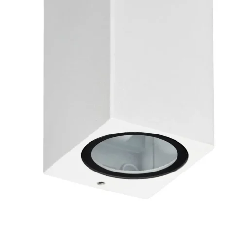 Prios buitenwandlamp Tetje, wit, hoekig, 16 cm