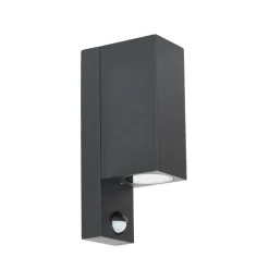 Prios buitenwandlamp Tetje, zwart, hoekig, sensor, 2 stuks