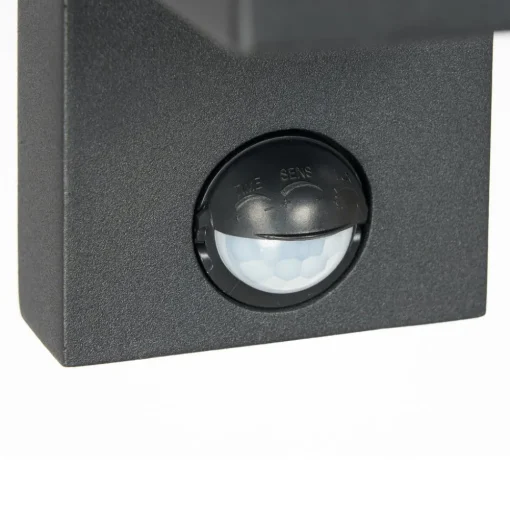 Prios buitenwandlamp Tetje, zwart, hoekig, sensor, 2 stuks