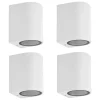 Prios buitenwandlamp Tetje, wit, rond, 10 cm, set van 4