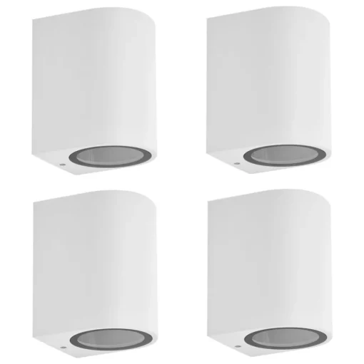 Prios buitenwandlamp Tetje, wit, rond, 10 cm, set van 4