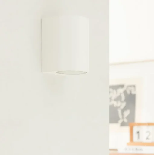 Prios buitenwandlamp Tetje, wit, rond, 10 cm, set van 4