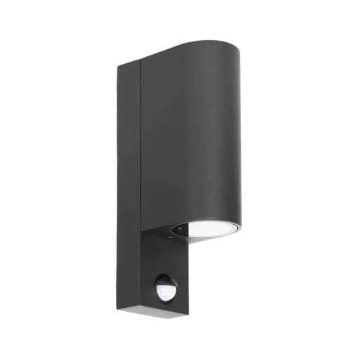 Prios buitenwandlamp Tetje, zwart, rond, sensor