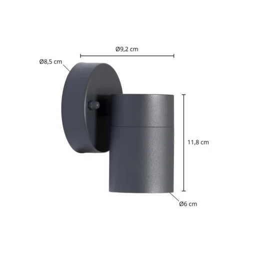 Prios buitenwandlamp Tulimar, 1-lamp, antraciet, metaal