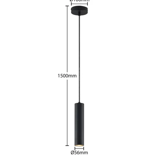 Prios hanglamp Neliyah, Ø 6 cm, zwart, metaal, GU10