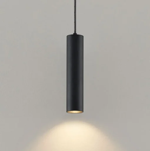 Prios hanglamp Neliyah, Ø 6 cm, zwart, metaal, GU10