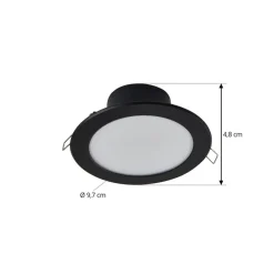 Prios inbouwspot Rida, zwart, 14,5 cm, 12 W, CCT