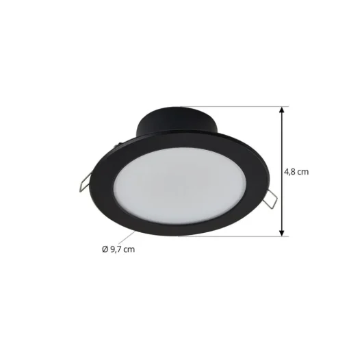 Prios inbouwspot Rida, zwart, 14,5 cm, 12 W, CCT