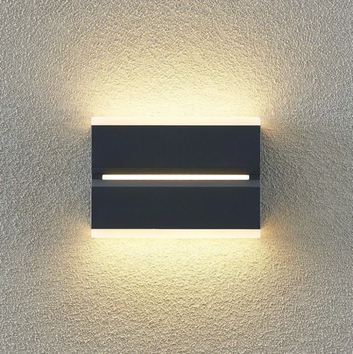 Prios Itarion LED buiten wandlamp, opaal witte kap