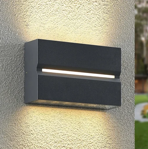 Prios Itarion LED buitenwandlamp, heldere kap